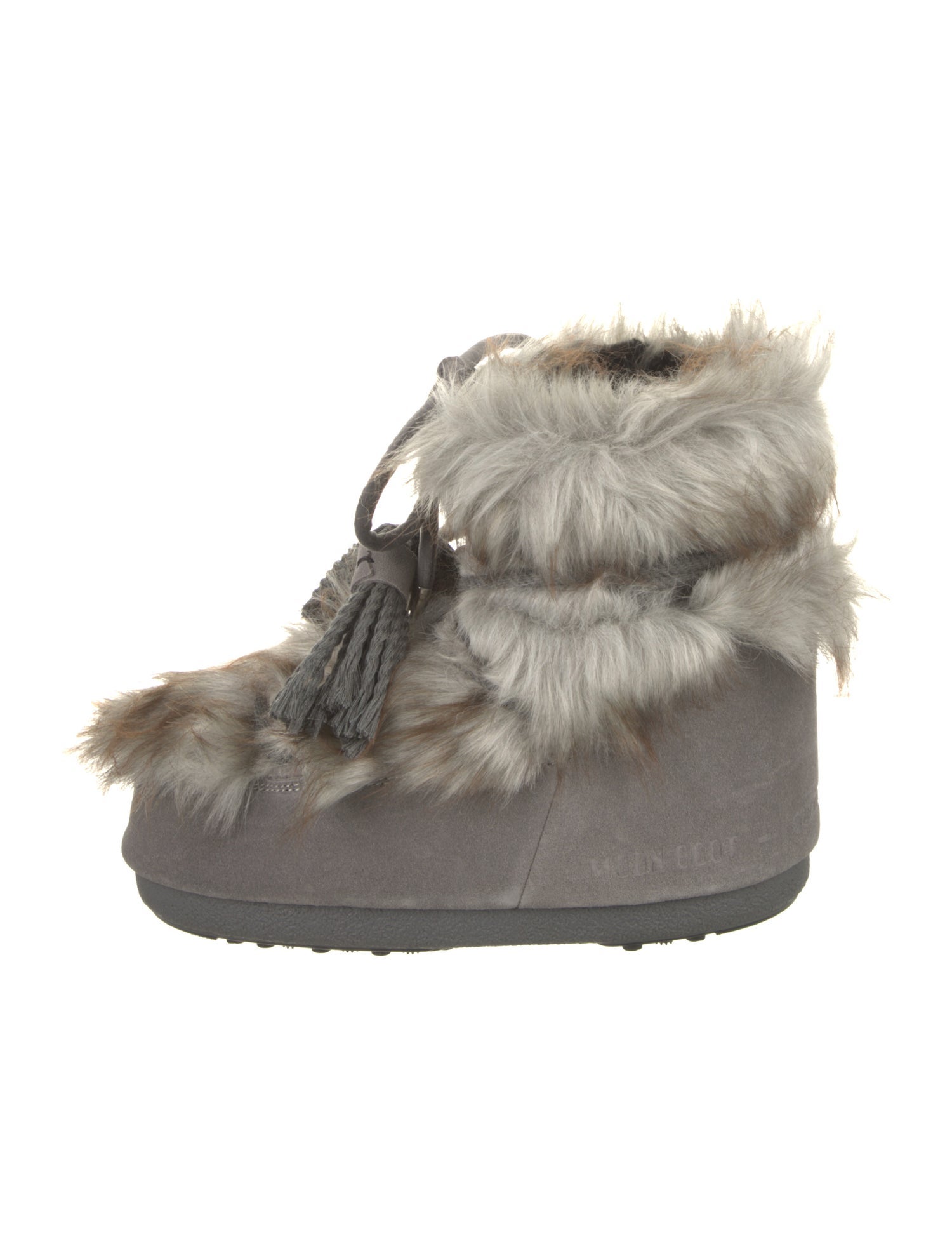 Moon Boot Faux Fur Tassel Accents Lace-Up Boots