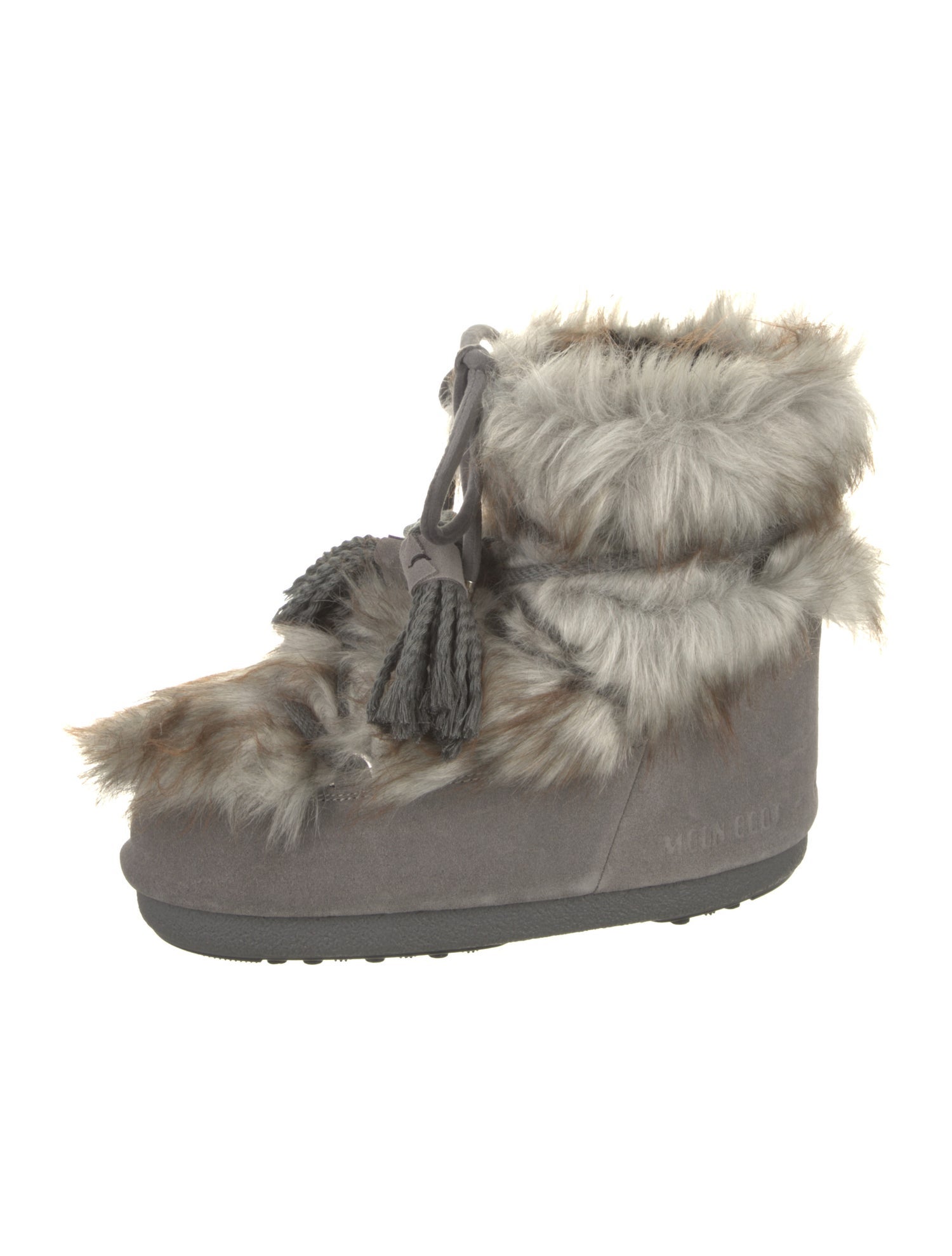 Moon Boot Faux Fur Tassel Accents Lace-Up Boots