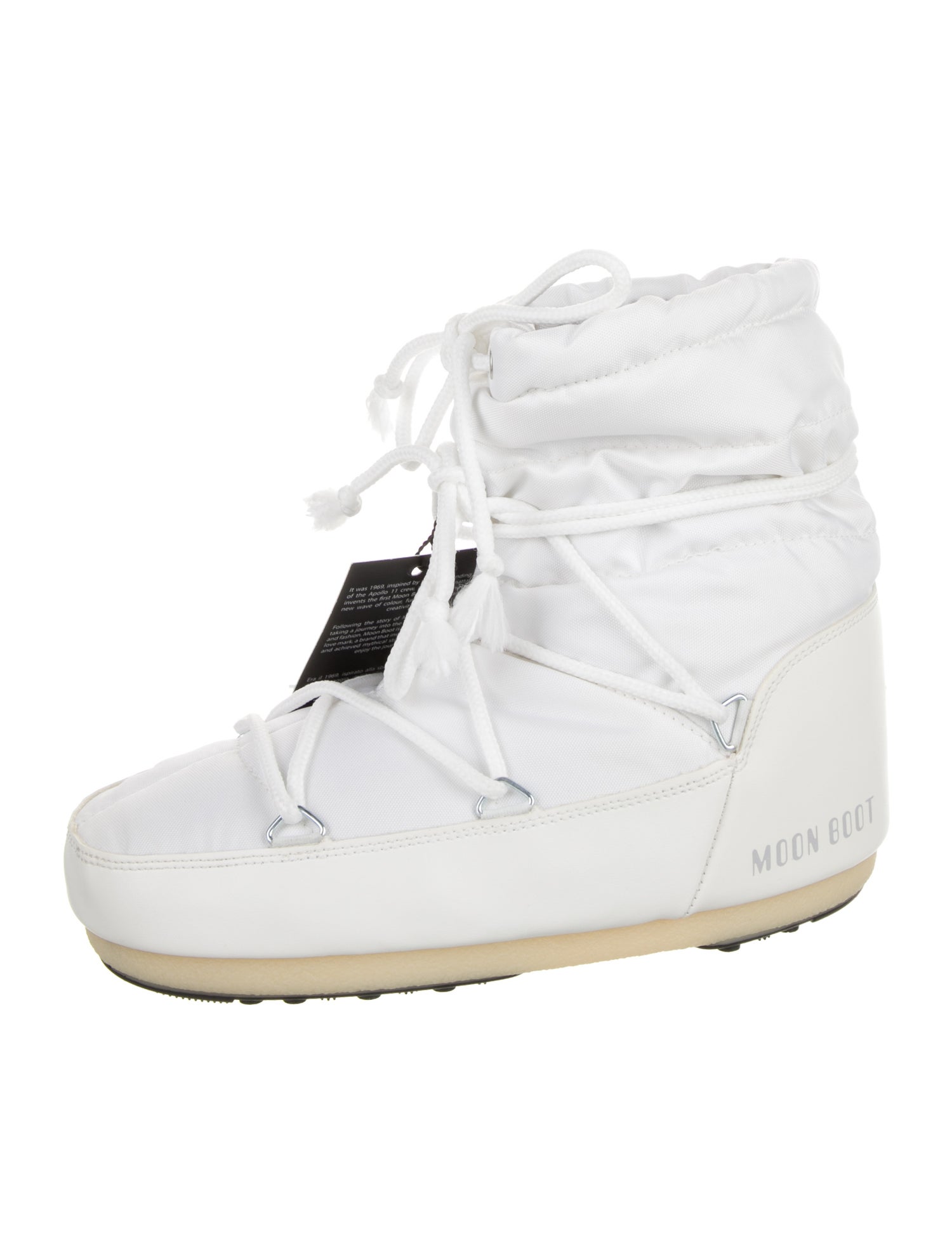 Moon Boot Nylon Leather Trim Embellishment Lace-Up Boots