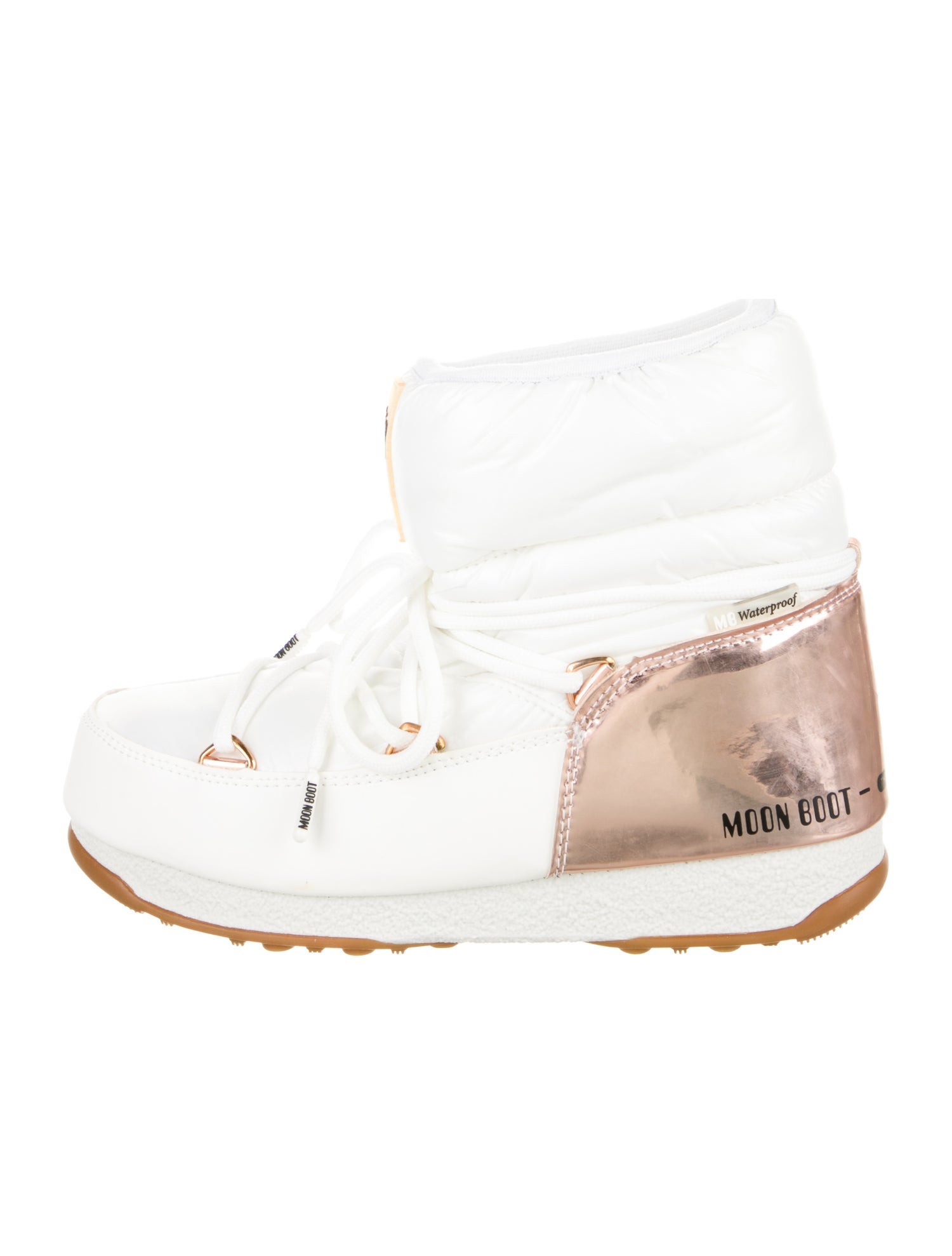 Moon Boot Nylon Leather Trim Embellishment Lace-Up Boots