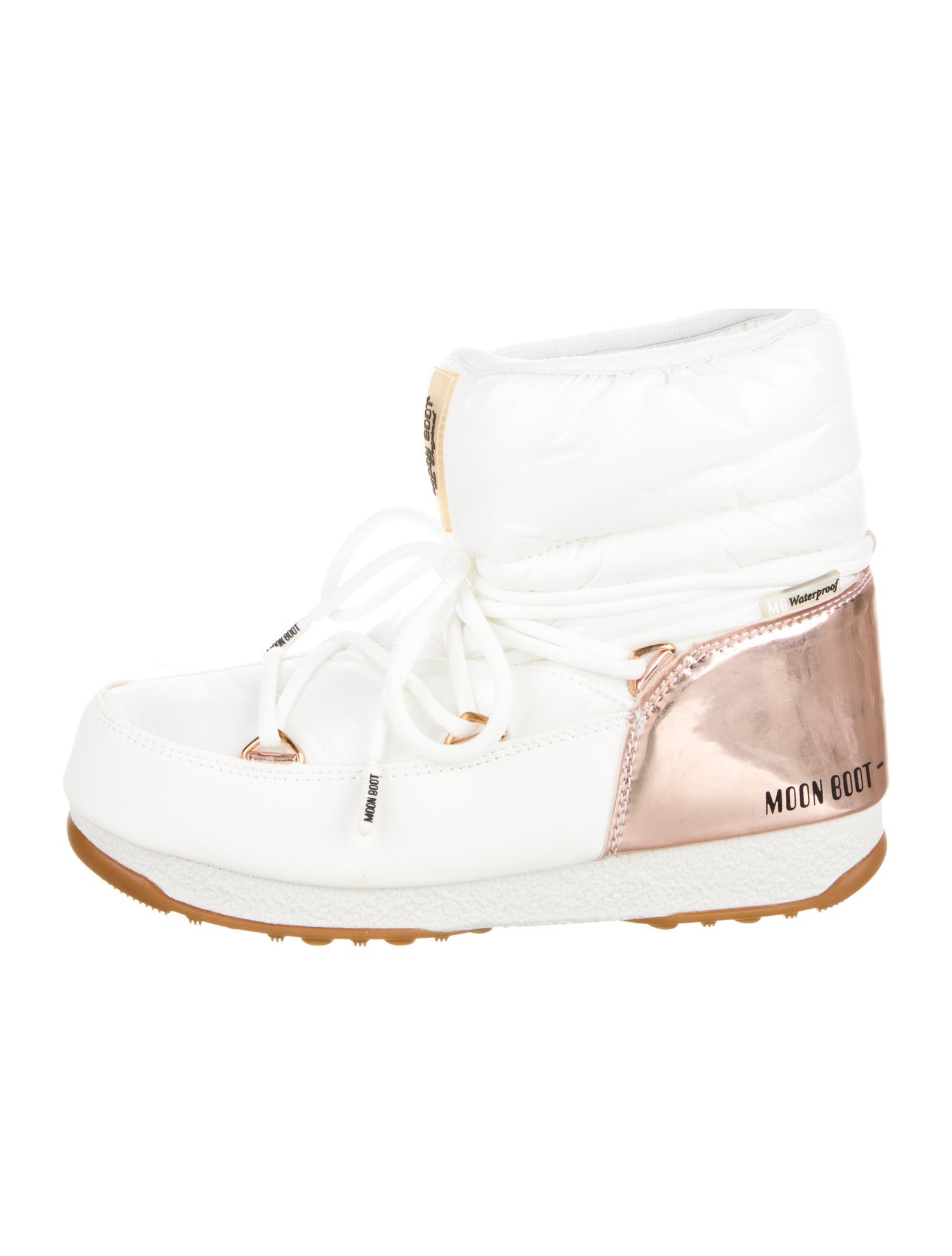 Moon Boot Nylon Leather Trim Embellishment Lace-Up Boots