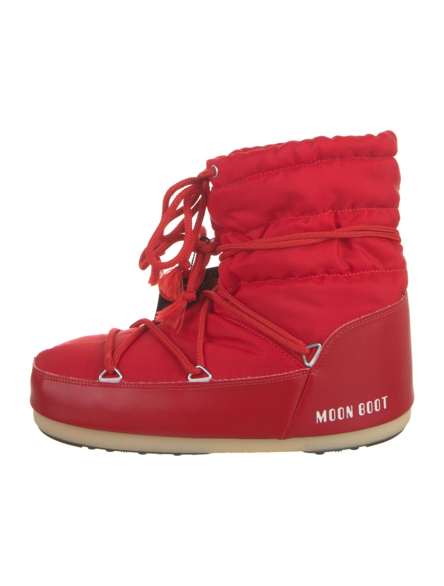 Moon Boot Nylon Leather Trim Embellishment Lace-Up Boots