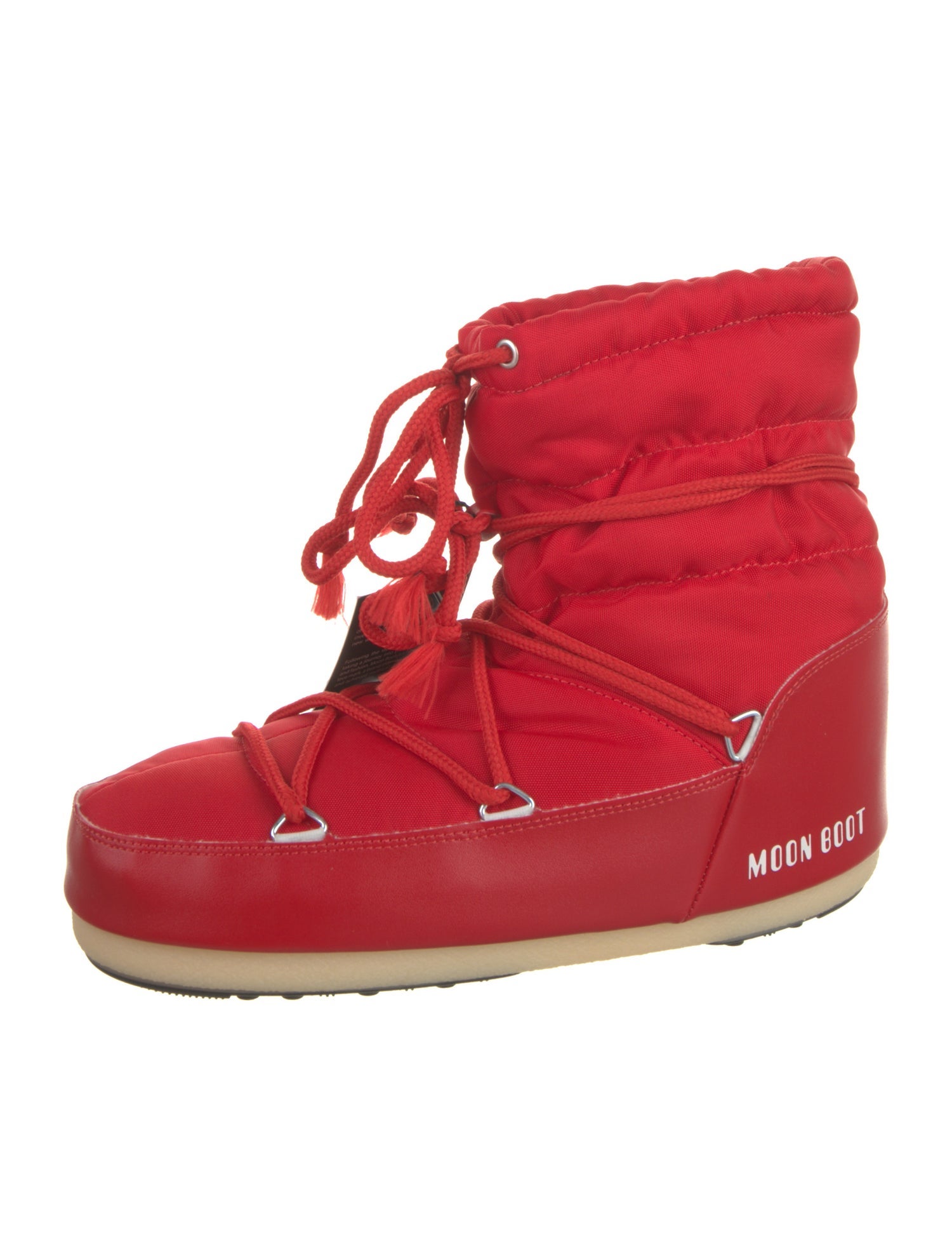 Moon Boot Nylon Leather Trim Embellishment Lace-Up Boots