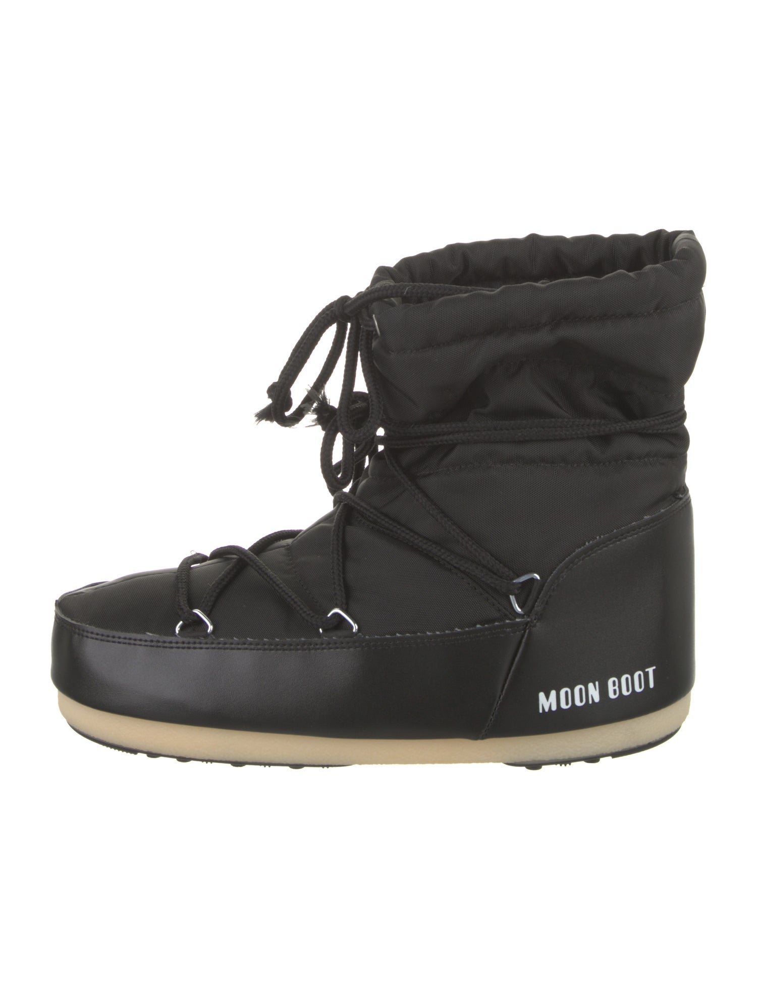 Moon Boot Nylon Leather Trim Embellishment Lace-Up Boots