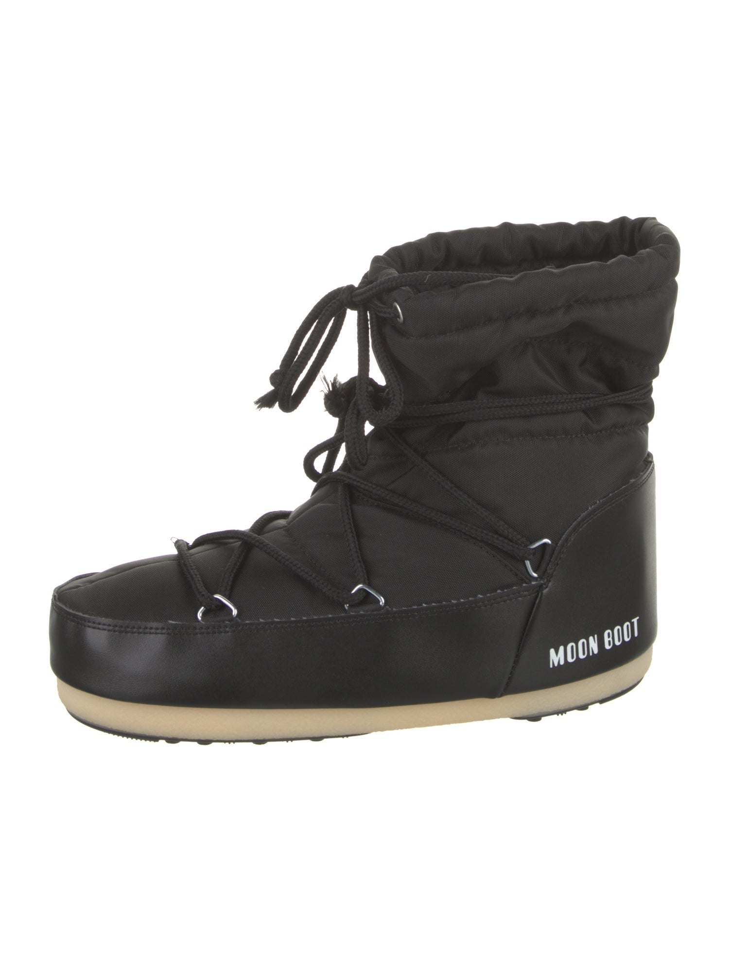 Moon Boot Nylon Leather Trim Embellishment Lace-Up Boots