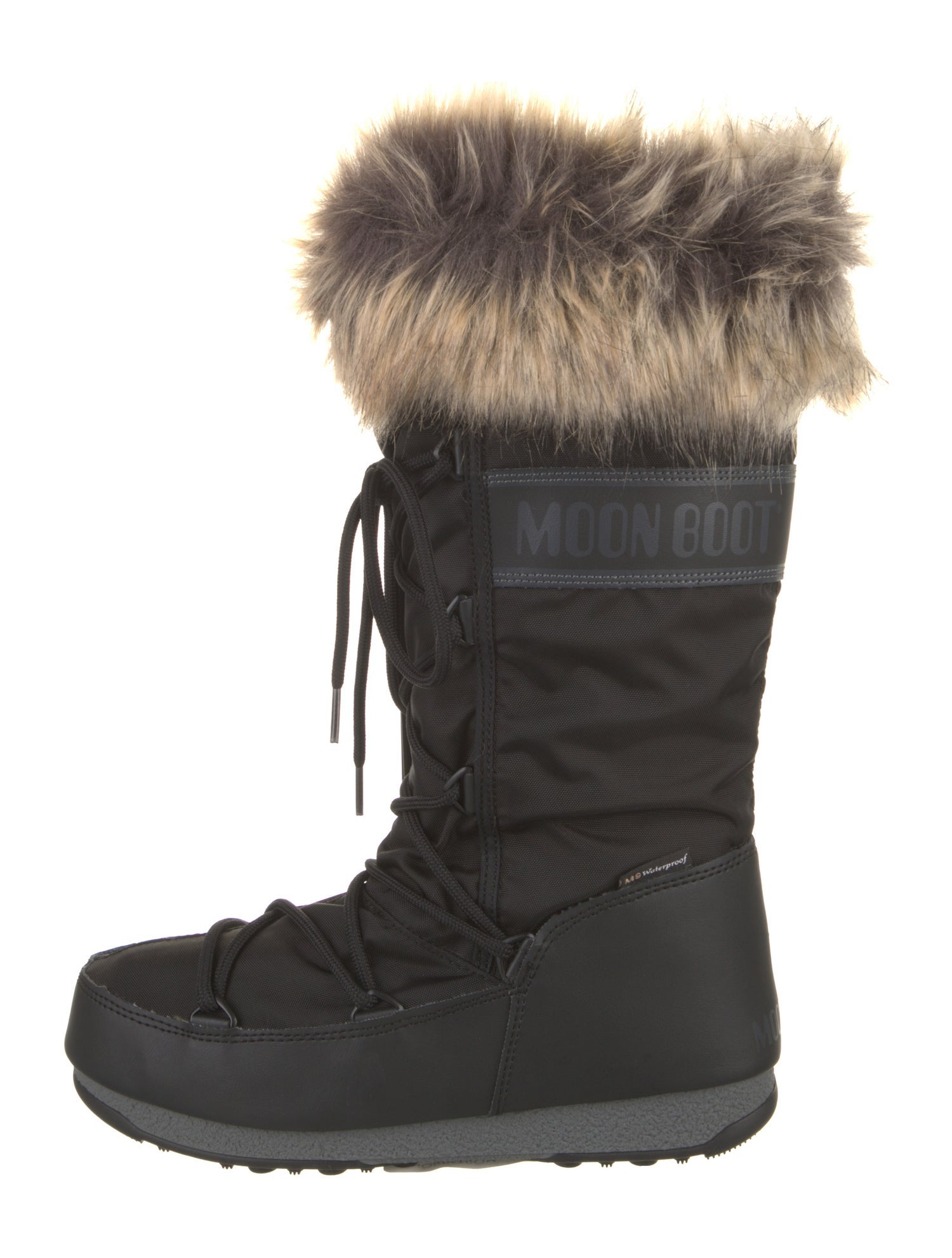 Moon Boot Nylon Colorblock Pattern Lace-Up Boots