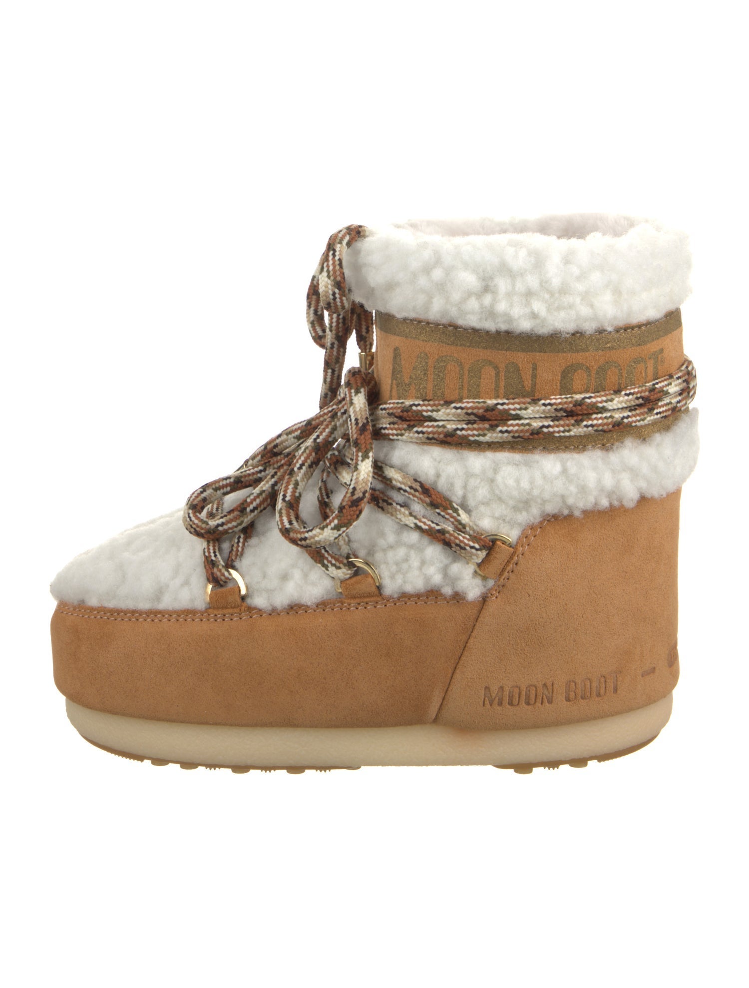 Moon Boot Shearling Graphic Print Lace-Up Boots