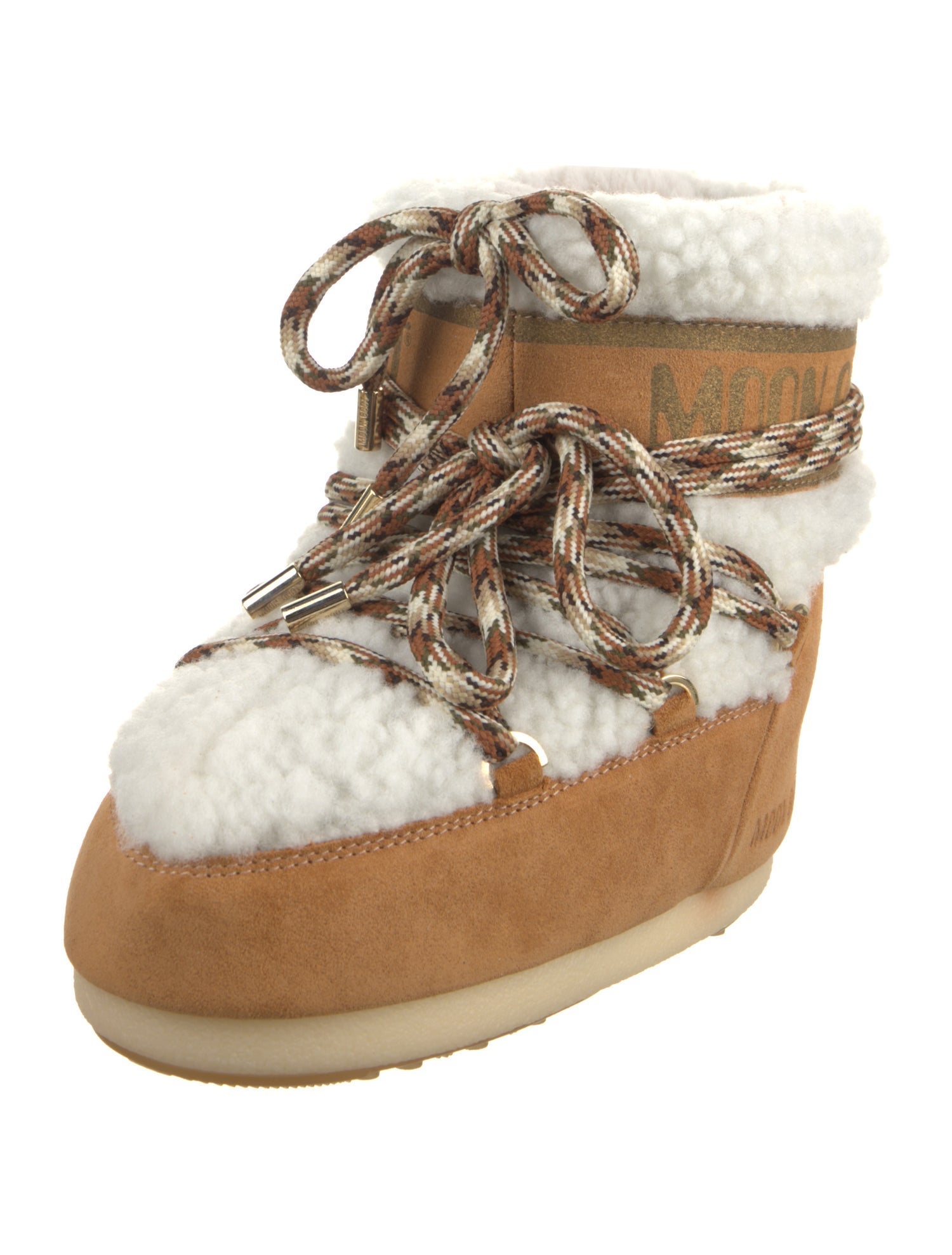 Moon Boot Shearling Graphic Print Lace-Up Boots