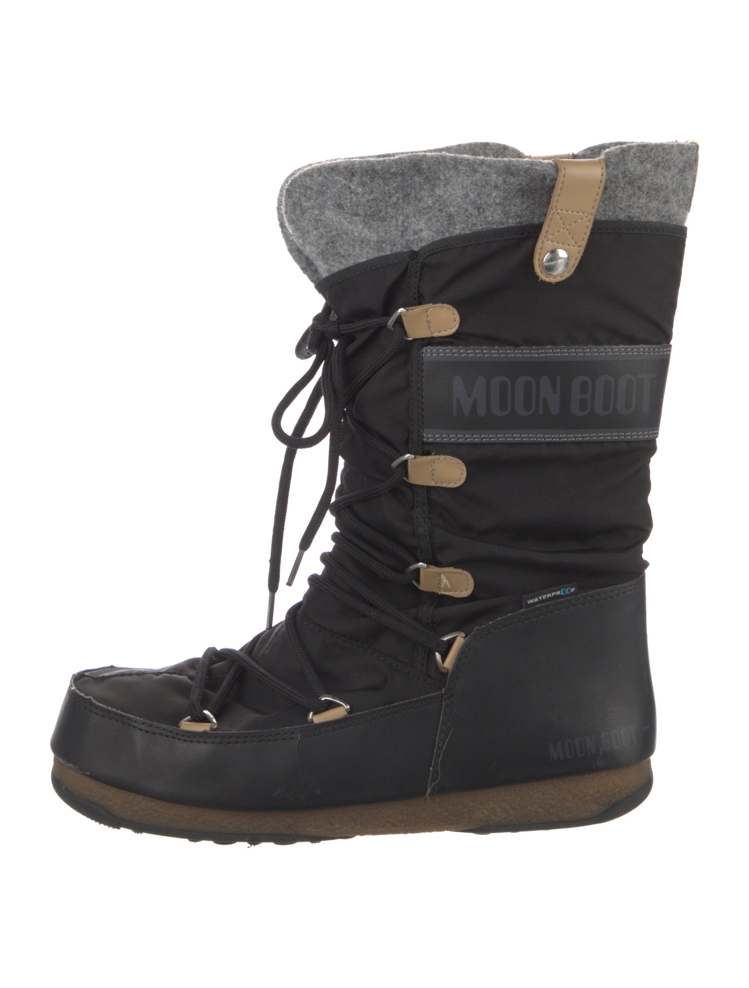 Moon Boot Nylon Colorblock Pattern Lace-Up Boots