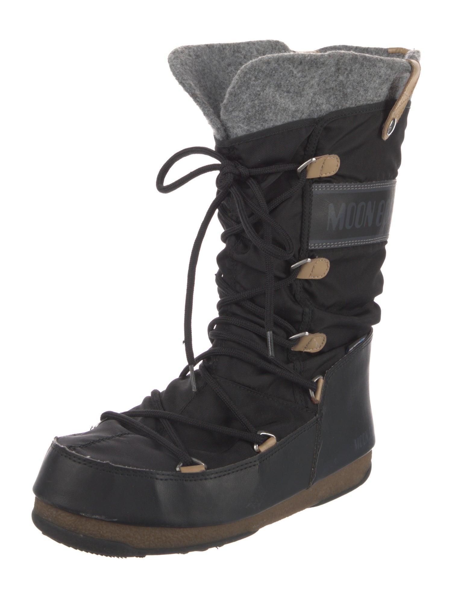 Moon Boot Nylon Colorblock Pattern Lace-Up Boots