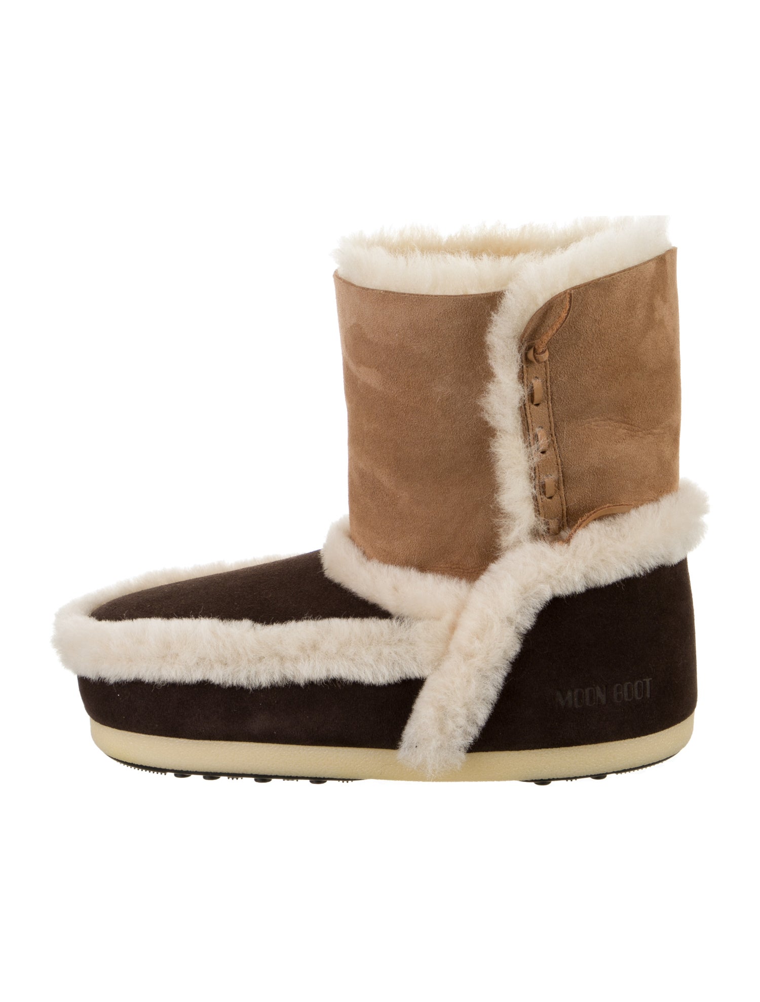 Moon Boot Shearling Whipstitch Trim Boots