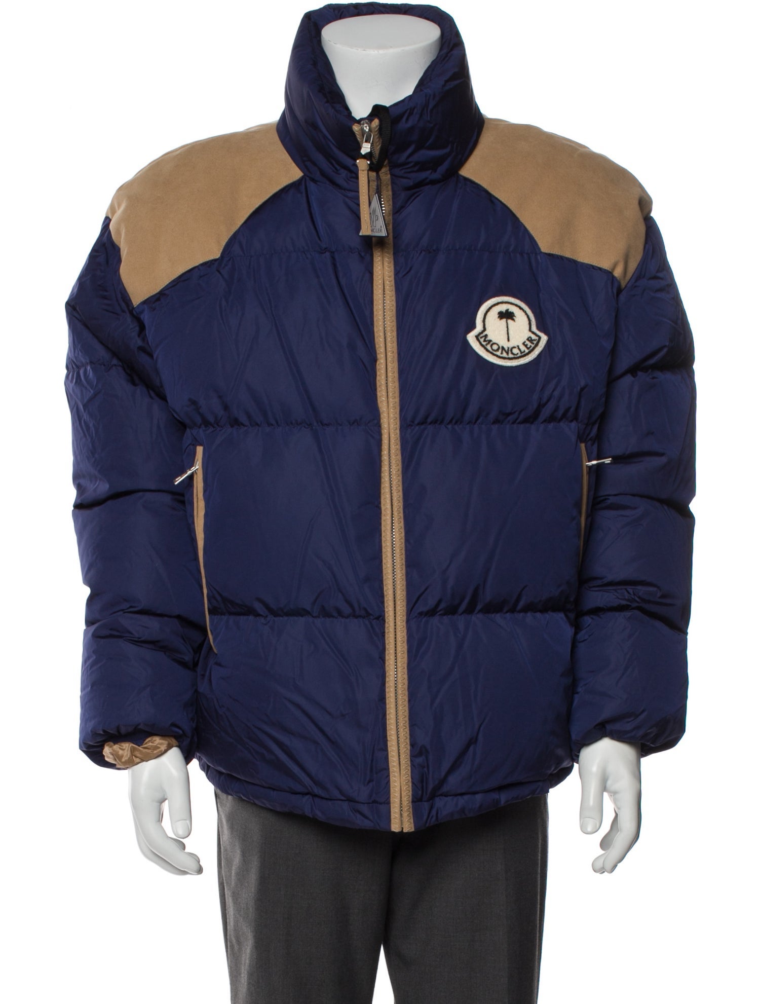 Moncler x Palm Angels Colorblock Pattern Puffer Coat
