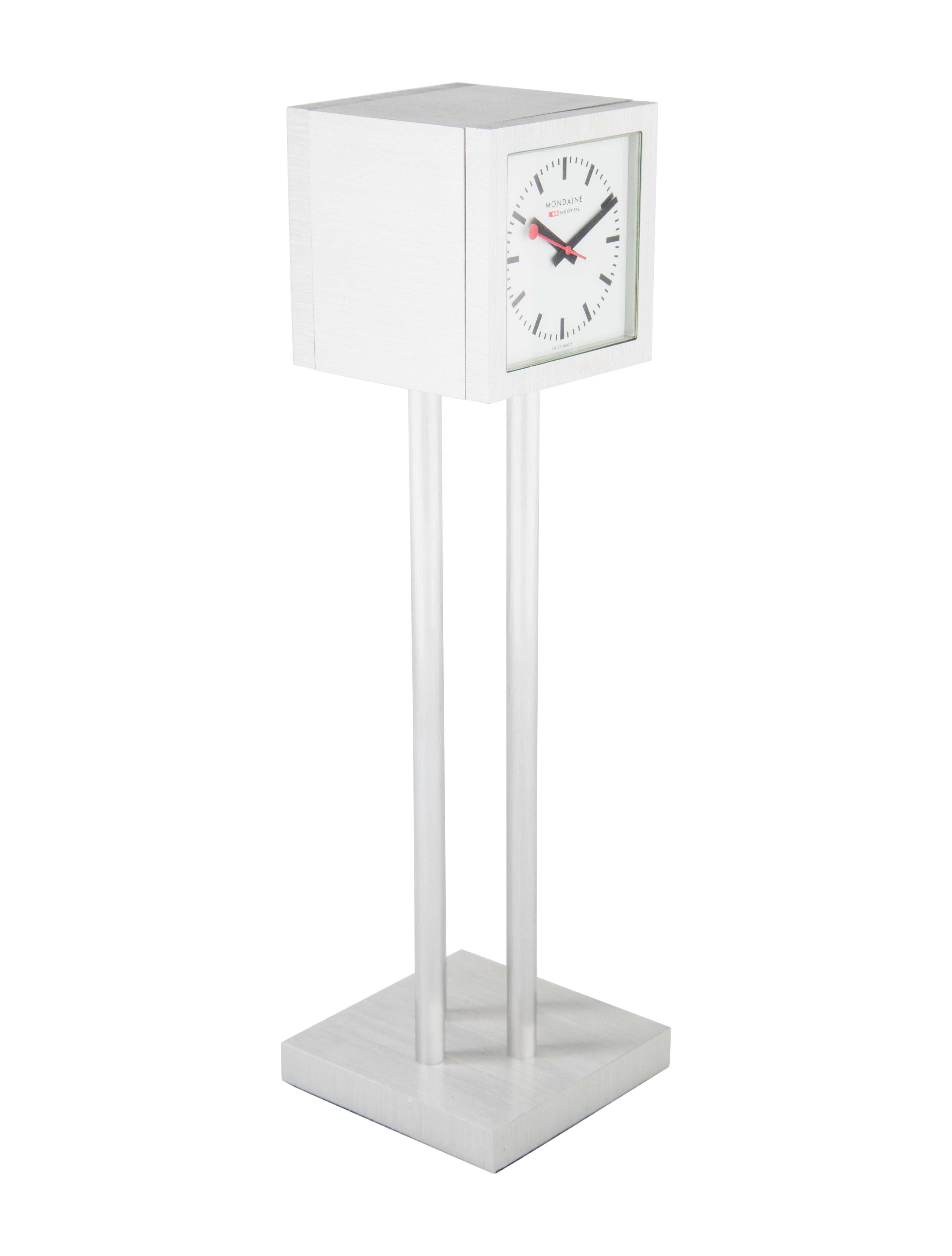 Mondaine Meeting Point Desk Clock - Silver Decorative Accents 