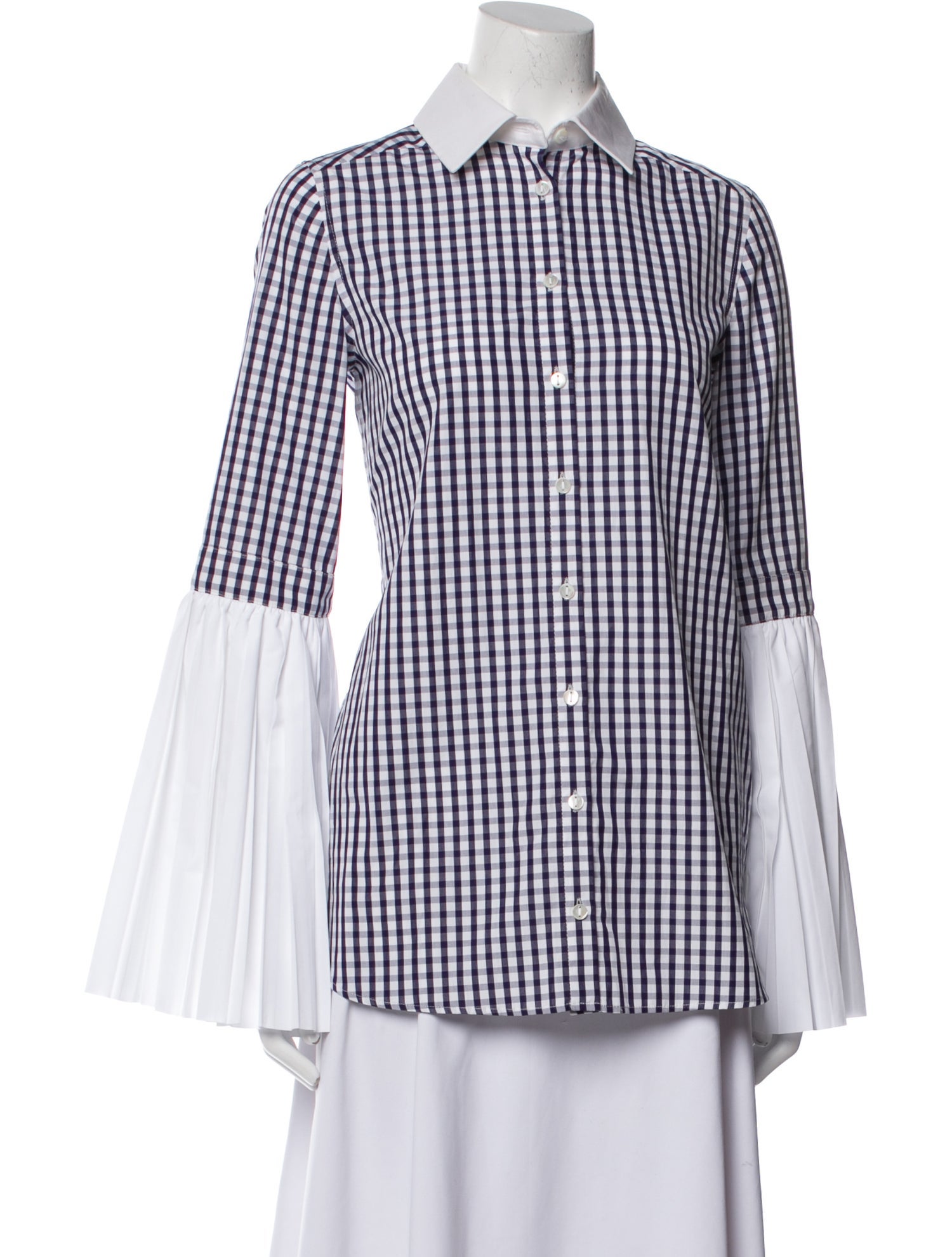 Monographie Plaid Print Long Sleeve Button-Up Top