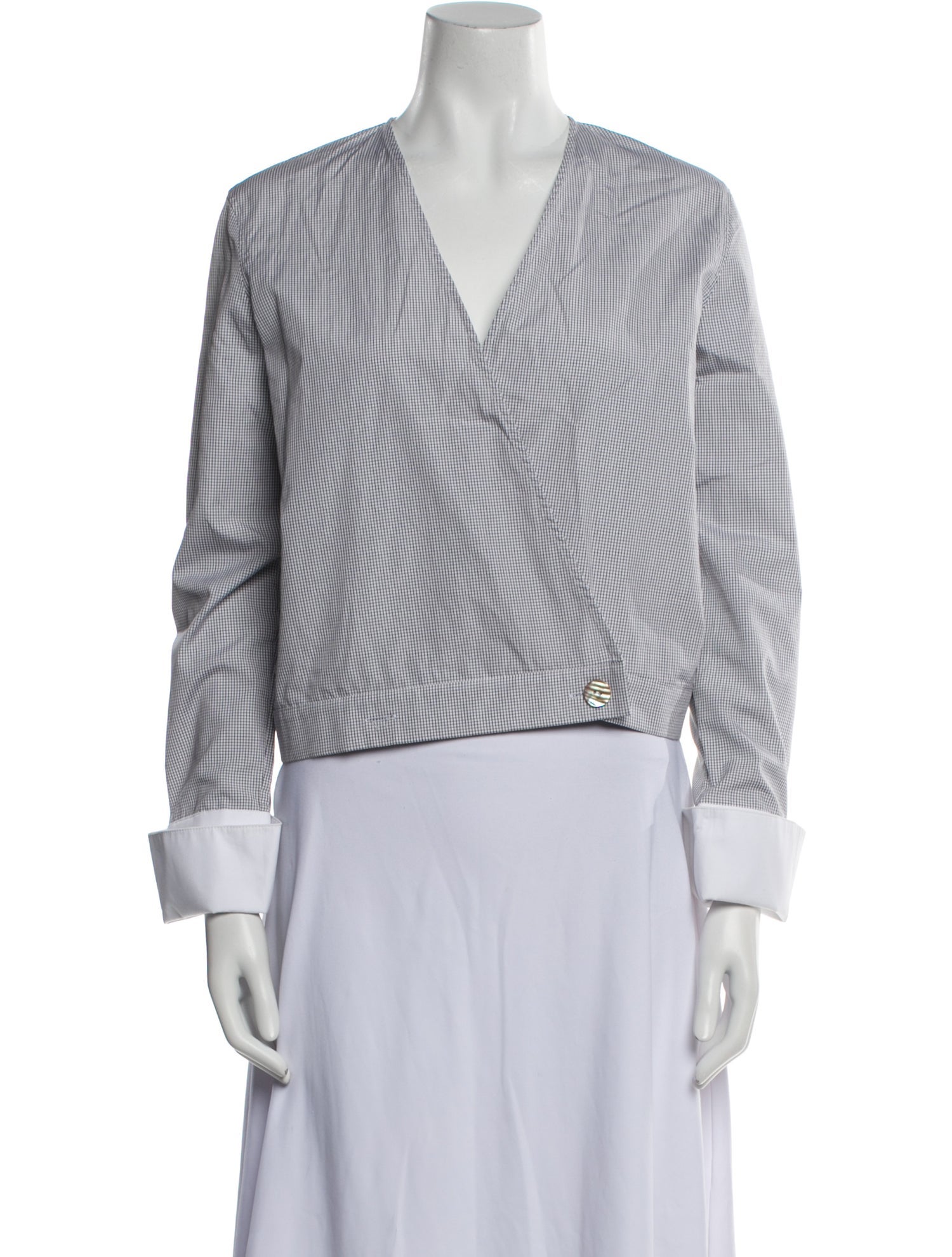 Monographie Plaid Print V-Neck Crop Top