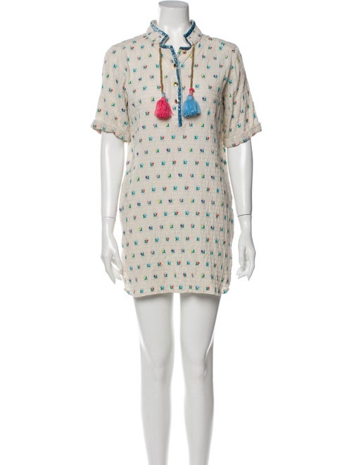 Manoush Printed Smocked Dress Beige