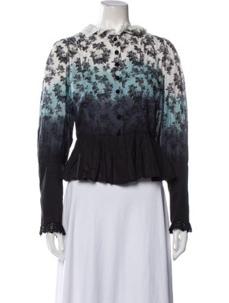 Manoush Printed Long Sleeve Crop Top