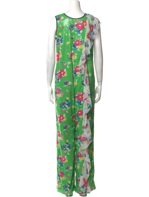 Manoush Floral Print Plunge Neckline Jumpsuit