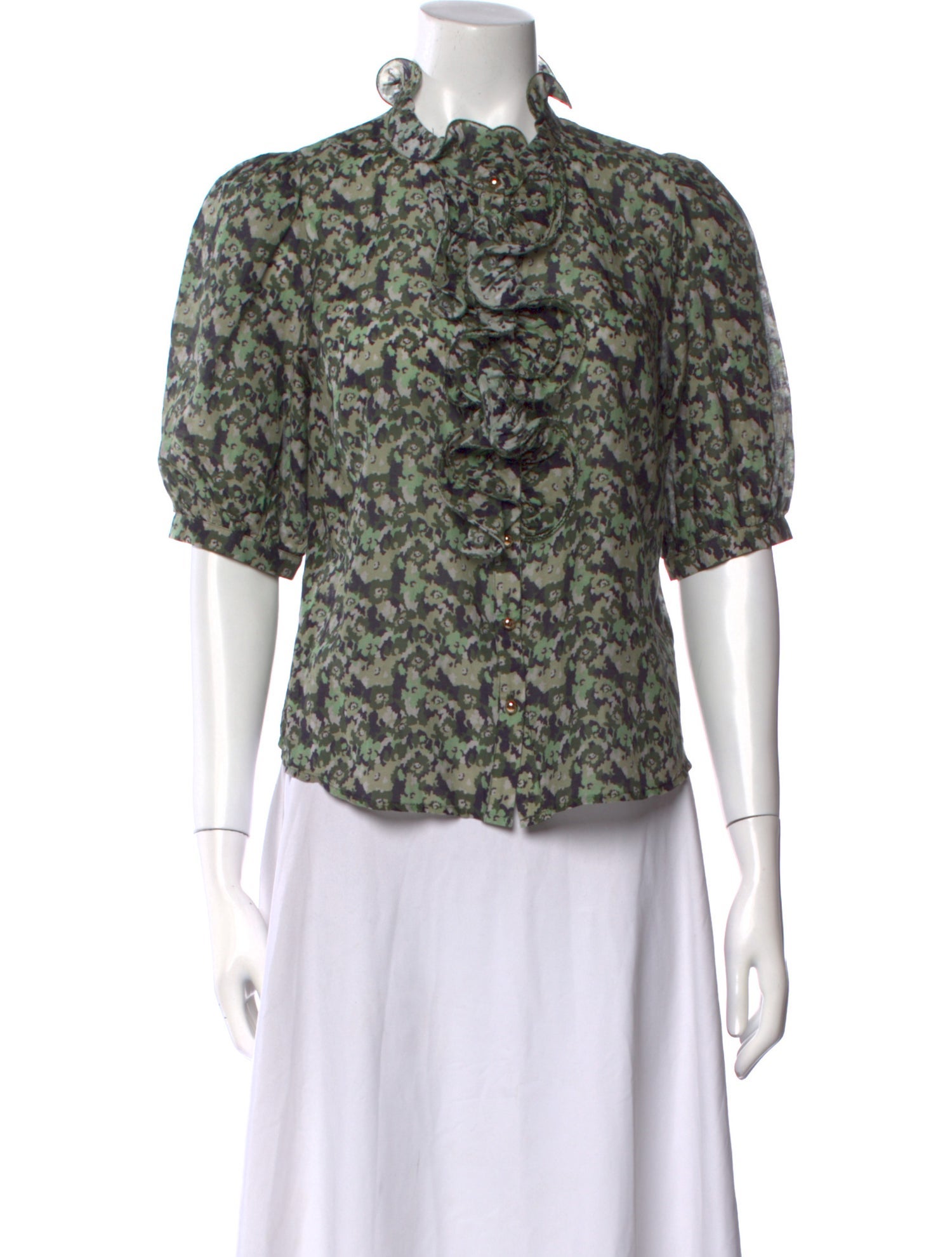 Manoush Floral Print Mock Neck Blouse