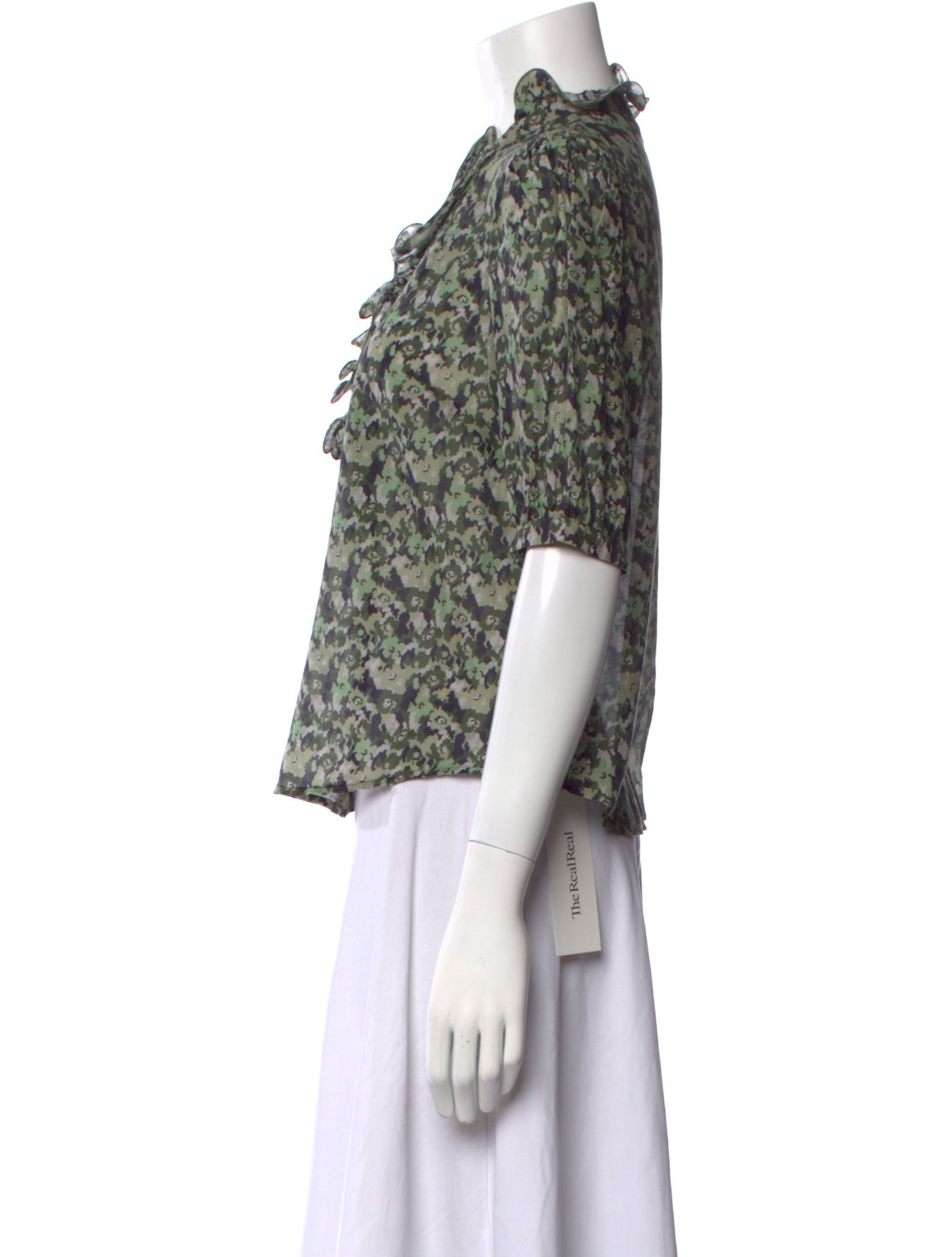 Manoush Floral Print Mock Neck Blouse