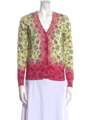 Manoush Knitwear Floral Print V-Neck Sweater S