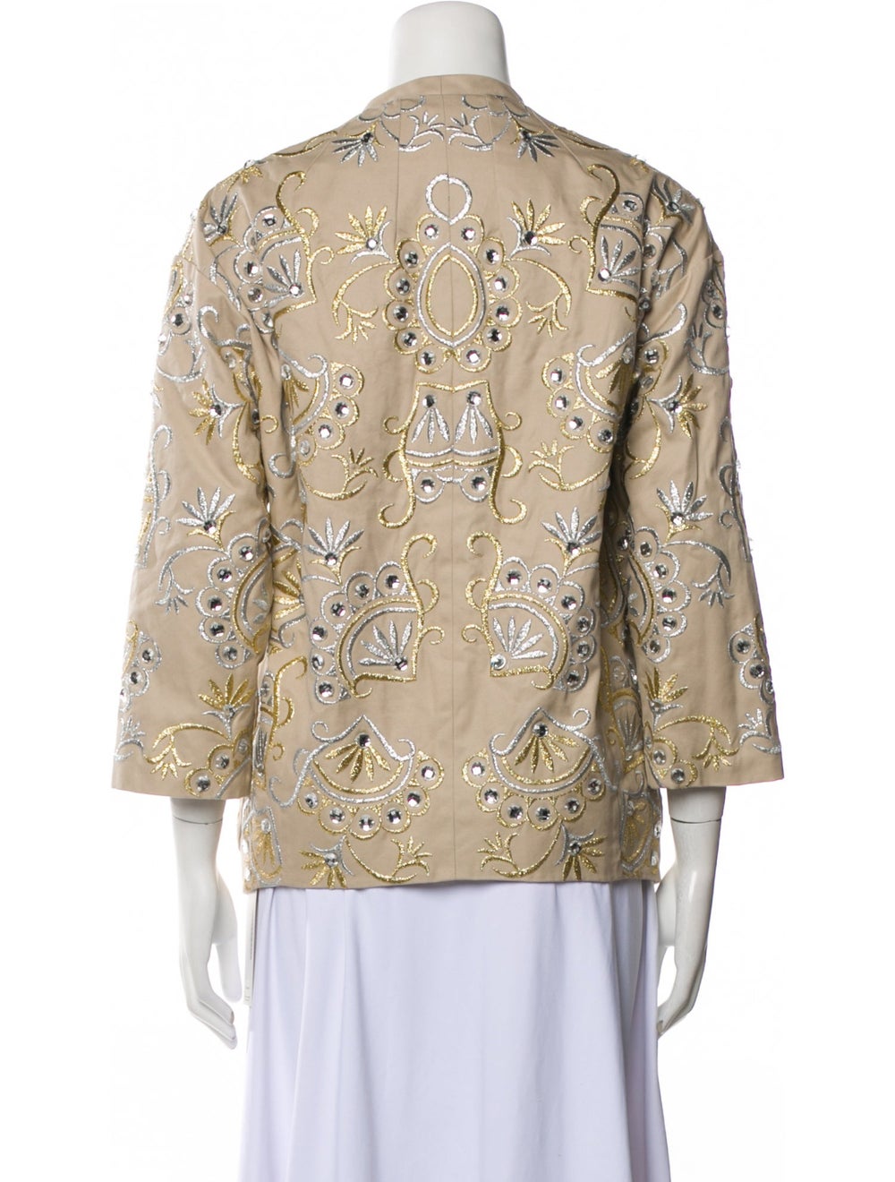 Manoush Jacket Neutrals Patterned Collarless - image 3