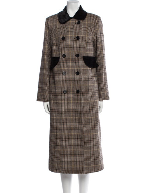 Manoush Wool Plaid Print Trench Coat