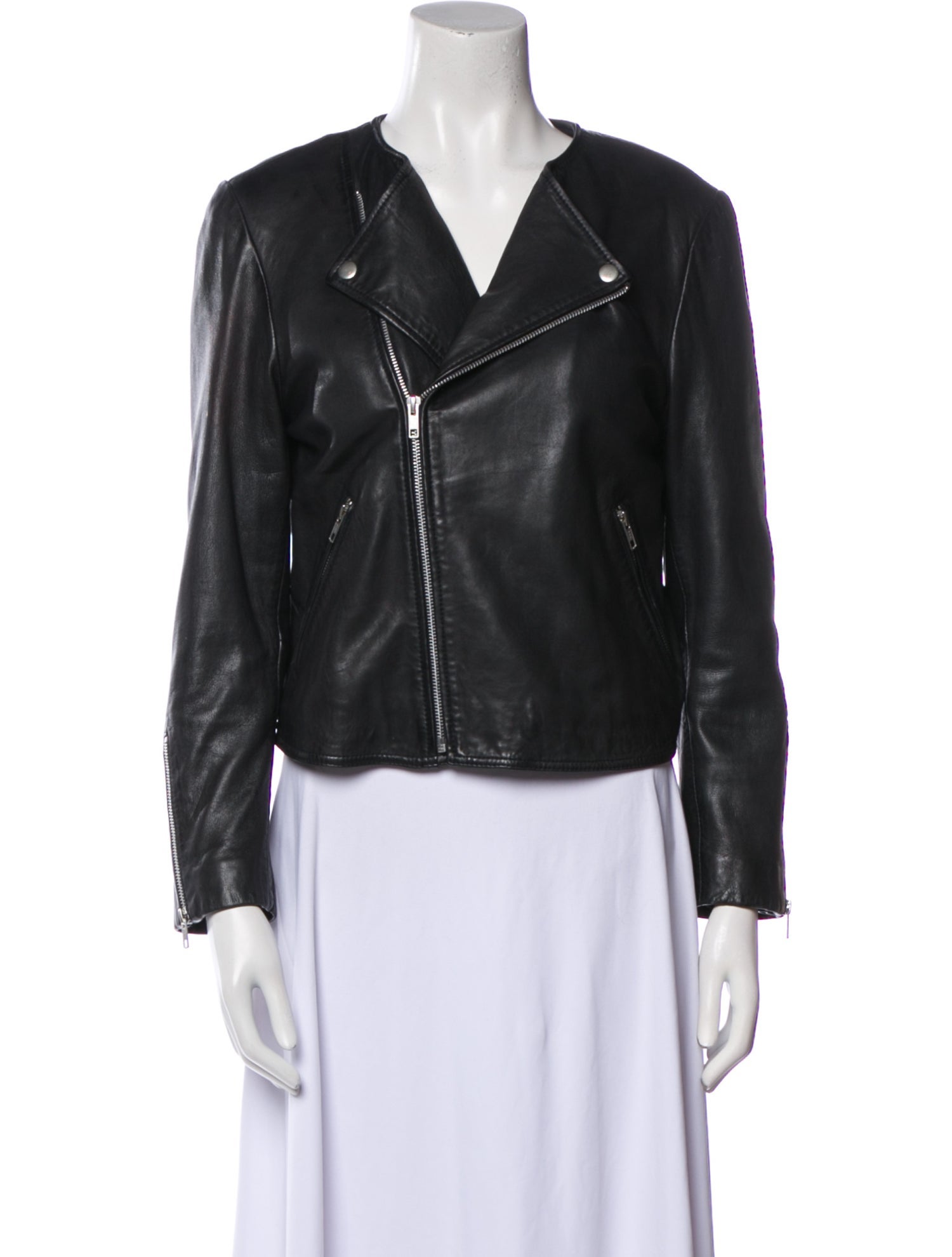 Manoush Lamb Leather Biker Jacket