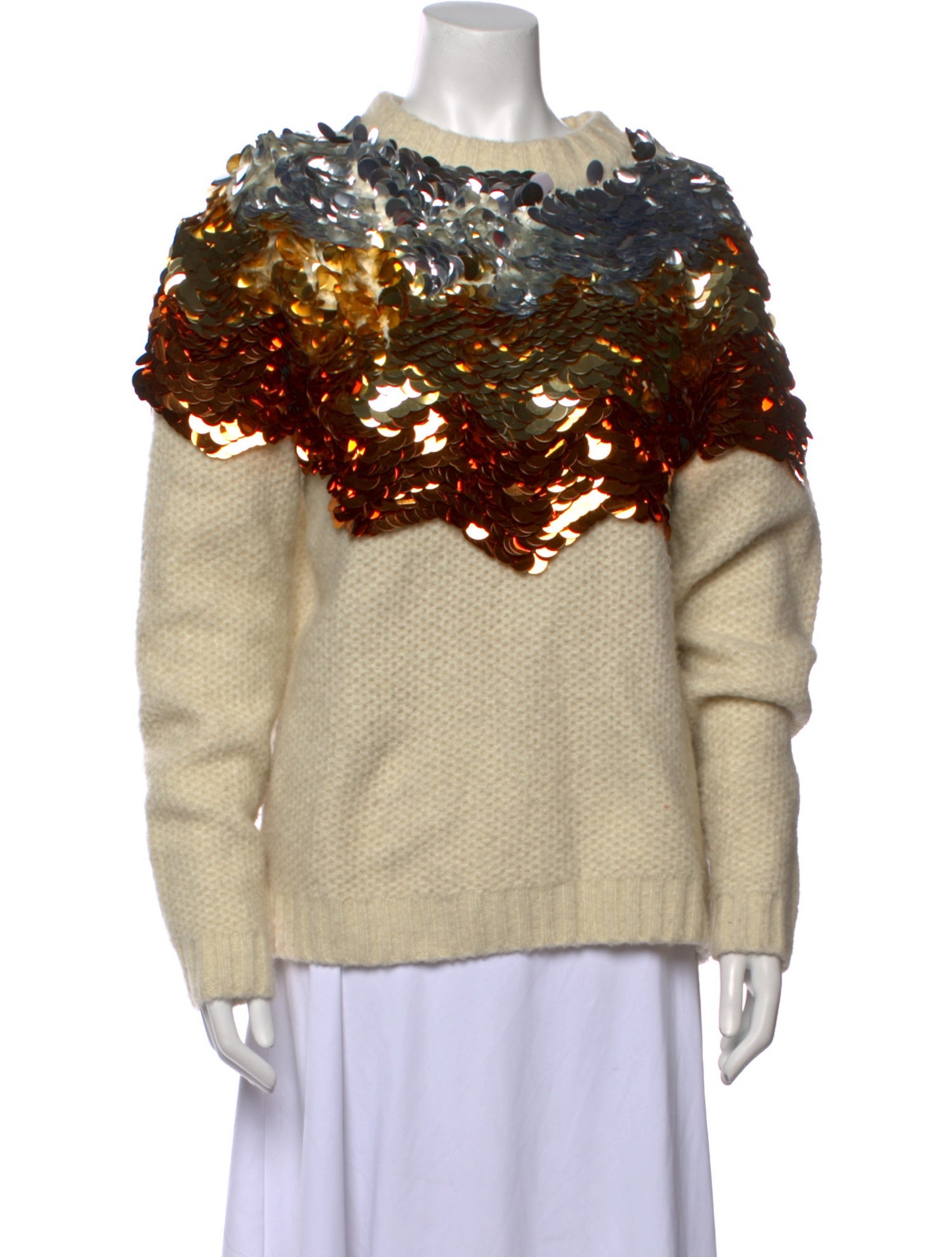 Manoush Colorblock Pattern Crew Neck Sweater