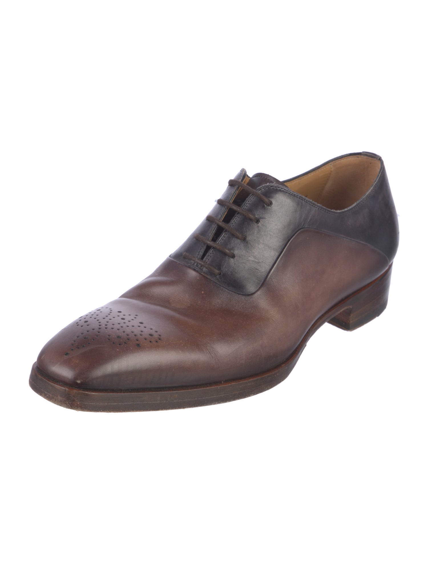 Magnanni Leather Colorblock Pattern Oxfords