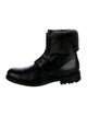 Magnanni Leather Fur Trim Combat Boots