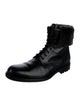 Magnanni Leather Fur Trim Combat Boots