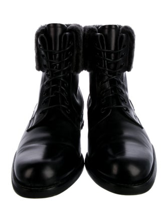 Magnanni Leather Fur Trim Combat Boots