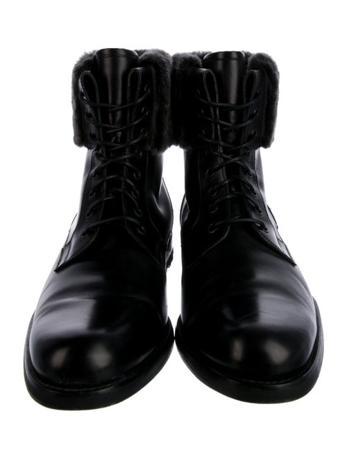 Magnanni Leather Fur Trim Combat Boots