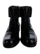 Magnanni Leather Fur Trim Combat Boots