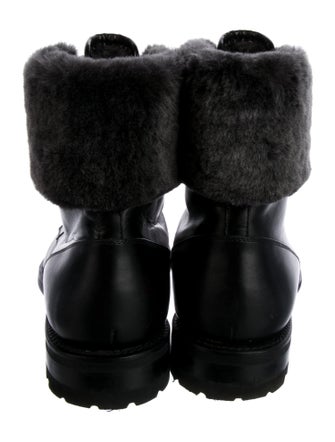 Magnanni Leather Fur Trim Combat Boots