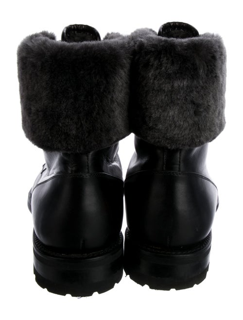 Magnanni Leather Fur Trim Combat Boots