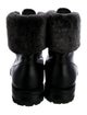Magnanni Leather Fur Trim Combat Boots