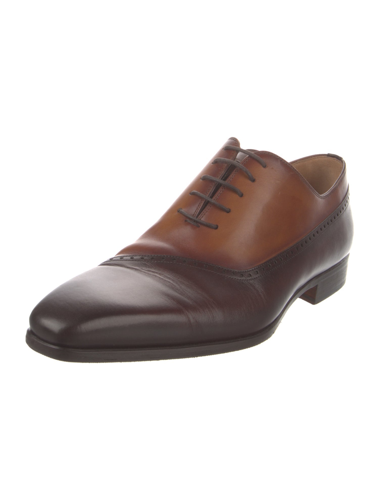 Magnanni Leather Colorblock Pattern Oxfords