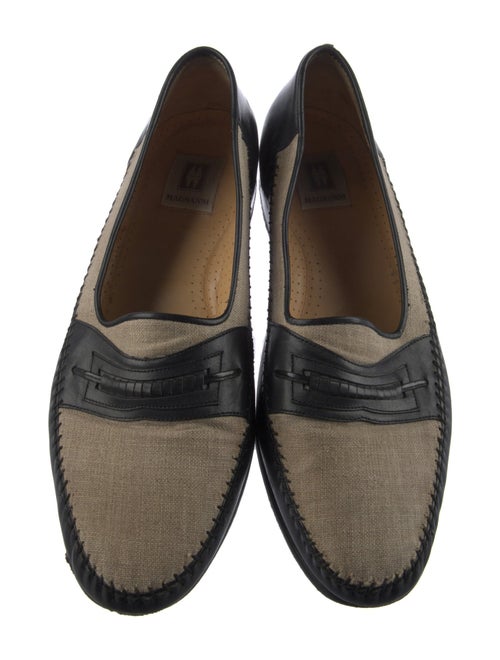 Magnanni Leather Colorblock Pattern Dress Loafers