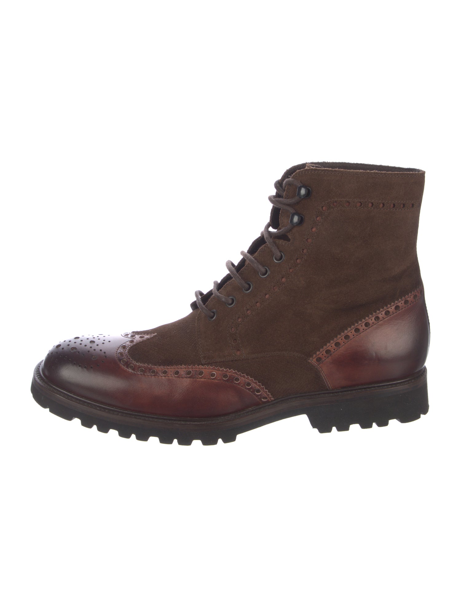 Magnanni Leather Lasercut Accents Lace-Up Boots