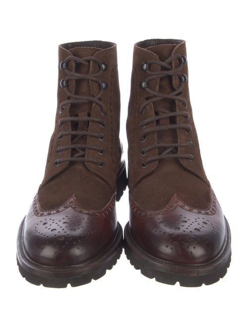 Magnanni Leather Lasercut Accents Lace-Up Boots