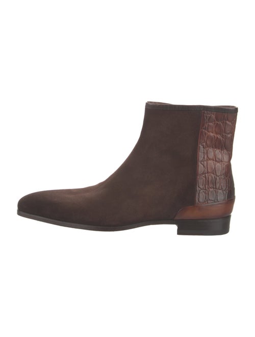 Magnanni Suede Animal Print Chelsea Boots