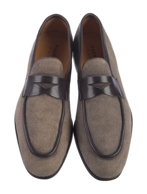Magnanni Canvas Leather Trim Embellishment Dress Loafers