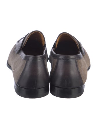 Magnanni Canvas Leather Trim Embellishment Dress Loafers