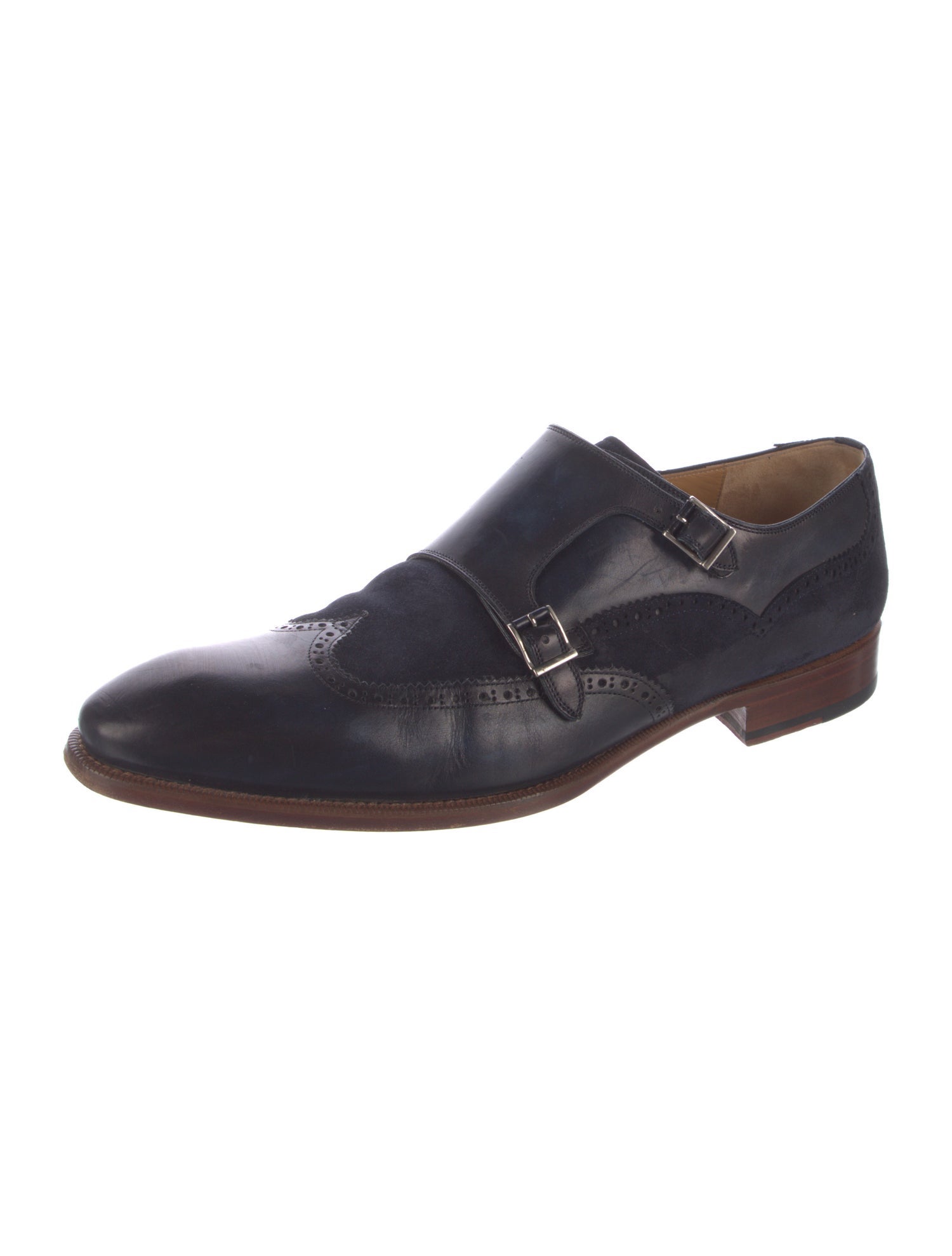 Magnanni Leather Lasercut Accents Monk Straps