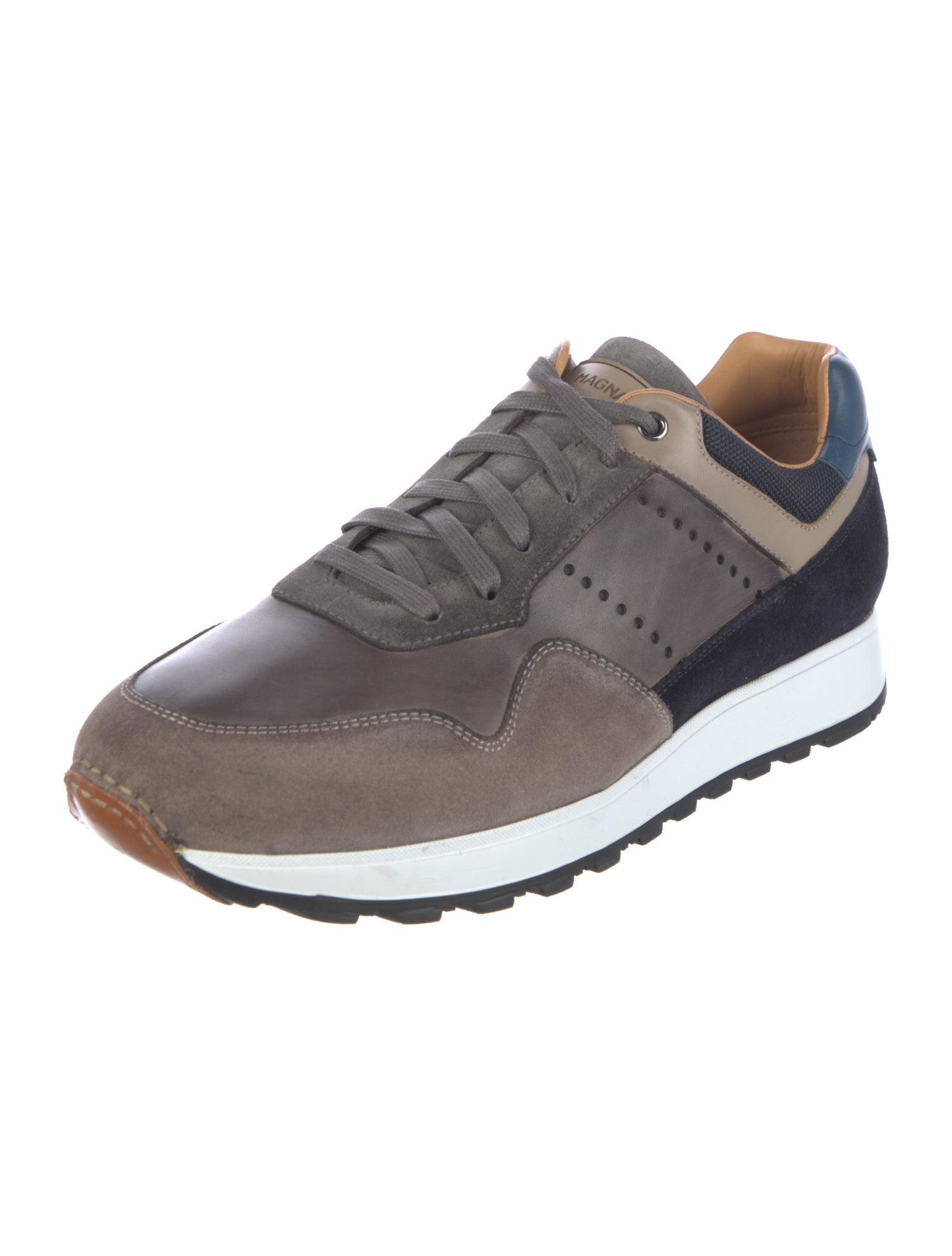 Magnanni Leather Colorblock Pattern Sneakers