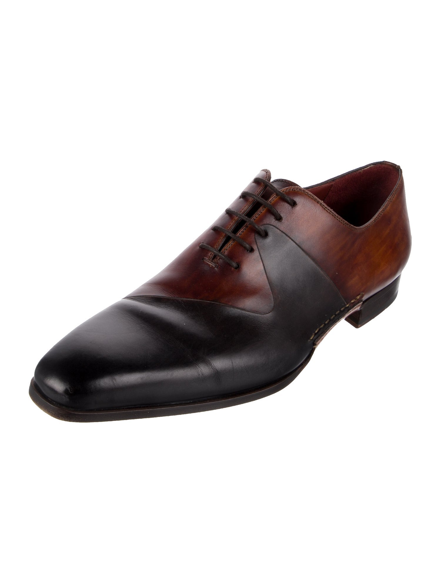 Magnanni Leather Colorblock Pattern Oxfords