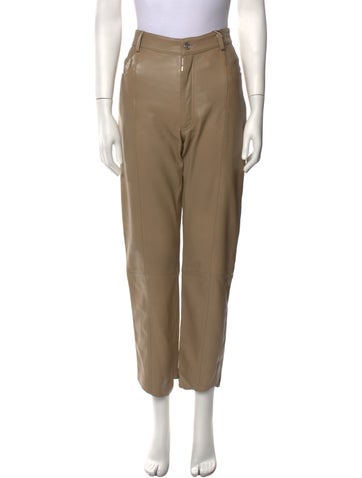 Manokhi Pants Leather Straight Leg M