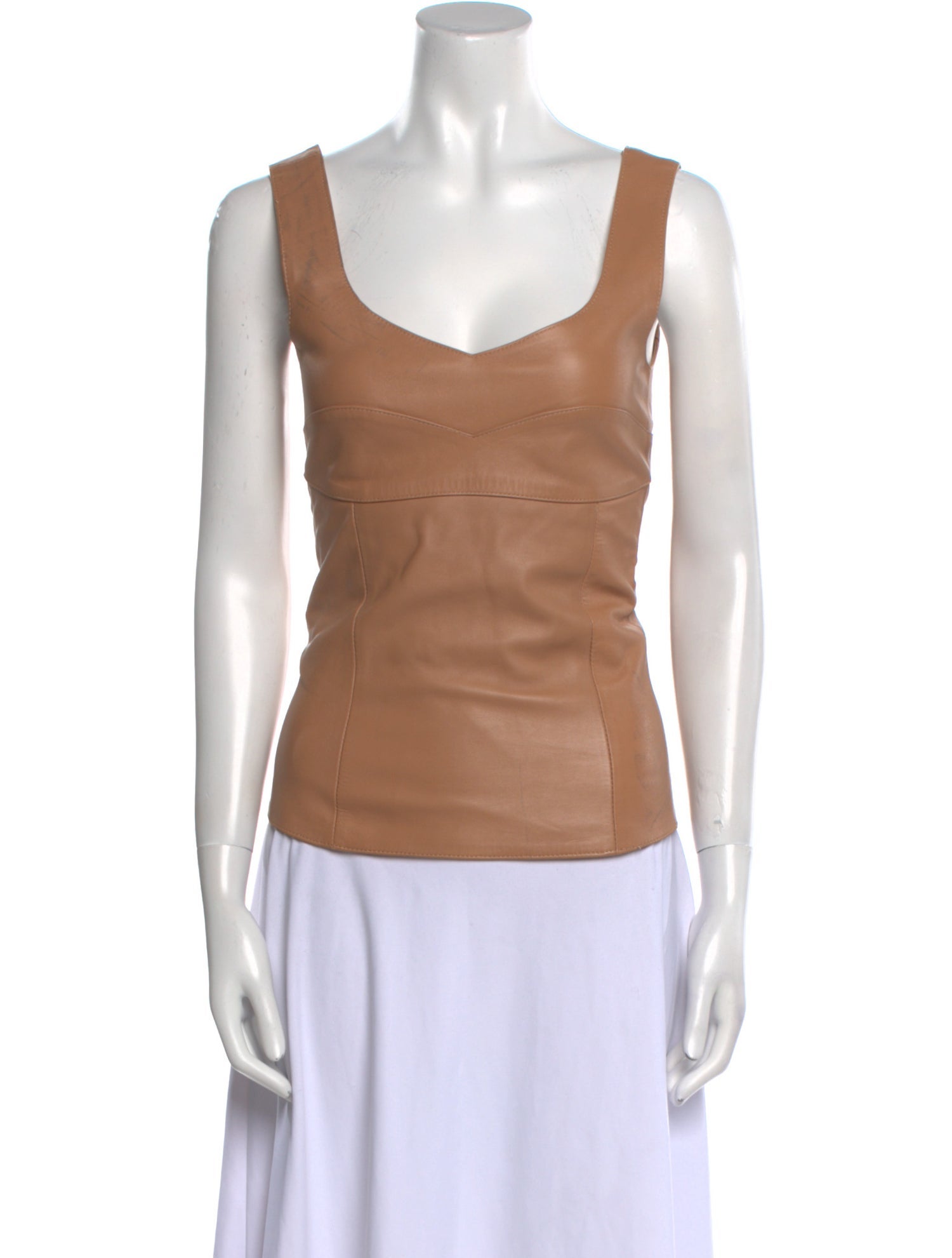 Manokhi Leather Square Neckline Top